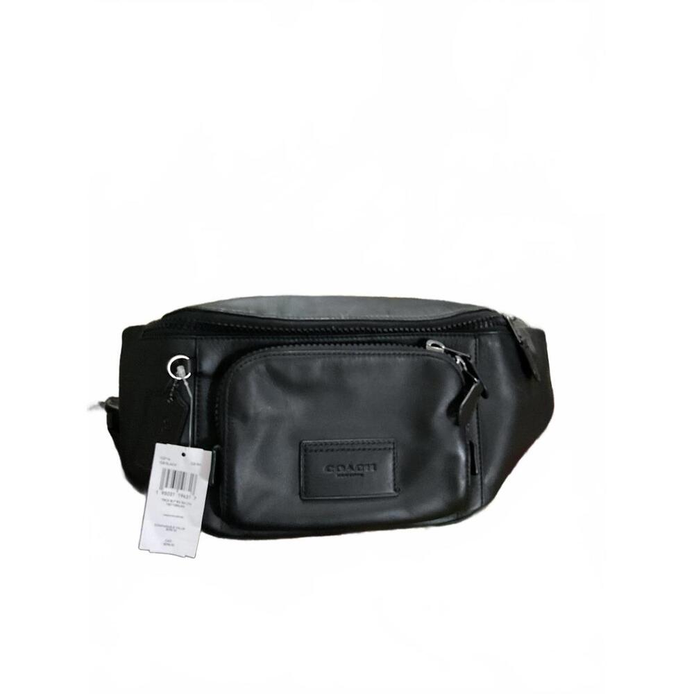 Coach Black Leather Unisex Waist/Crossbody Bag  New/Tags/Certificate
